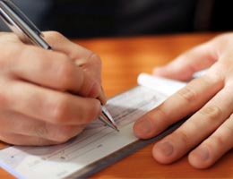 Man writing a check
