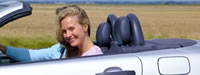 Woman in convertible