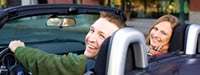 Man driving convertible