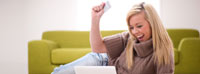 Girl happy with credit card