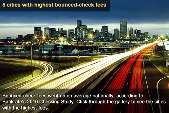 5 cities with highest bounced-check fees