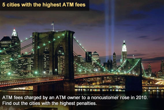 5 cities with the highest ATM fees