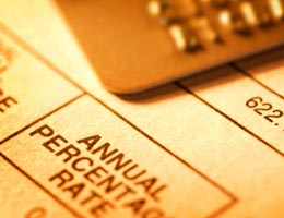 Credit card statement, APR in closeup