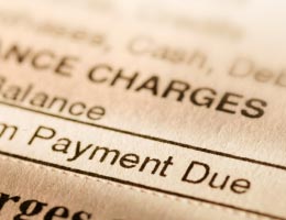 Credit card statement, payment due in closeup