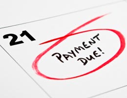 Date on calendar circled for payment due date