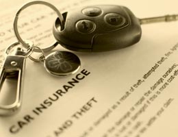 Car insurance form and car keys