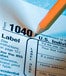 Tax form under blue lights