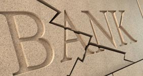 Cracked bank sign