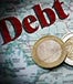 debt europe map euro coins