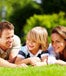 Family on lawn
