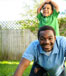 Playful father and son