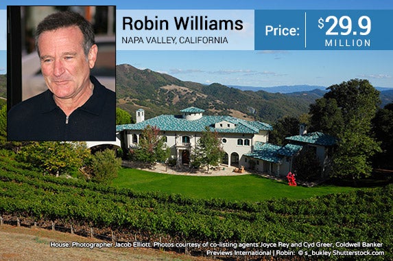 Celebrity house for sale: Robin Williams | House: Photographer Jacob Elliott. Photos courtesy of co-listing agents Joyce Rey and Cyd Greer, Coldwell Banker Previews International | Robin: © s_bukley Shutterstock.com