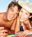 Happy couple on the beach.