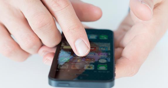 Man using iPhone