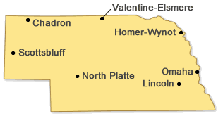 Nebraska state map Nebraska state map