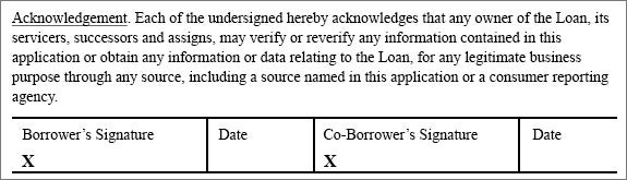 Standard residential loan application