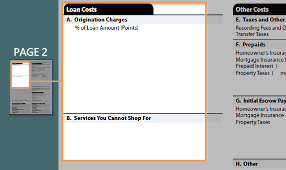 Loan Estimate form, page 2