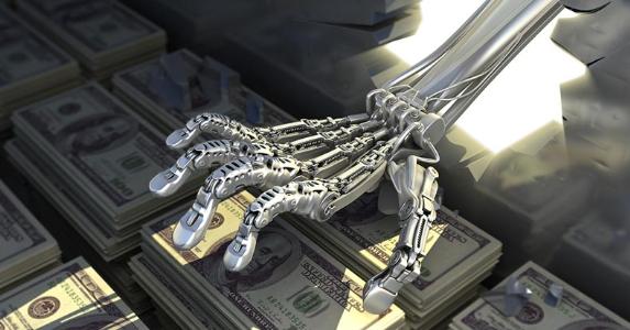 Robot's hand breaking through wall and stealing money | Inok/E+/Getty Images