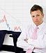 sad man in front of chart down