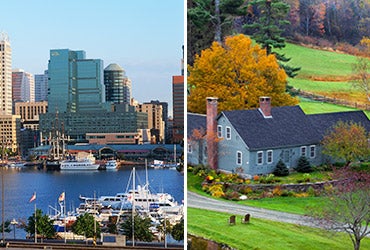 Maryland © spirit of America/Shutterstock.com, Vermont © cdrin/Shutterstock.com
