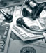 Stethoscope laying on money