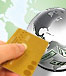 Credit card with map background and a silver a globe