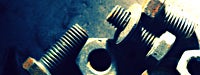 A close up of rusty nails and bolts