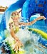 young girl on water slide