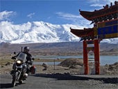Motorcycle rider on Karakoram Highway